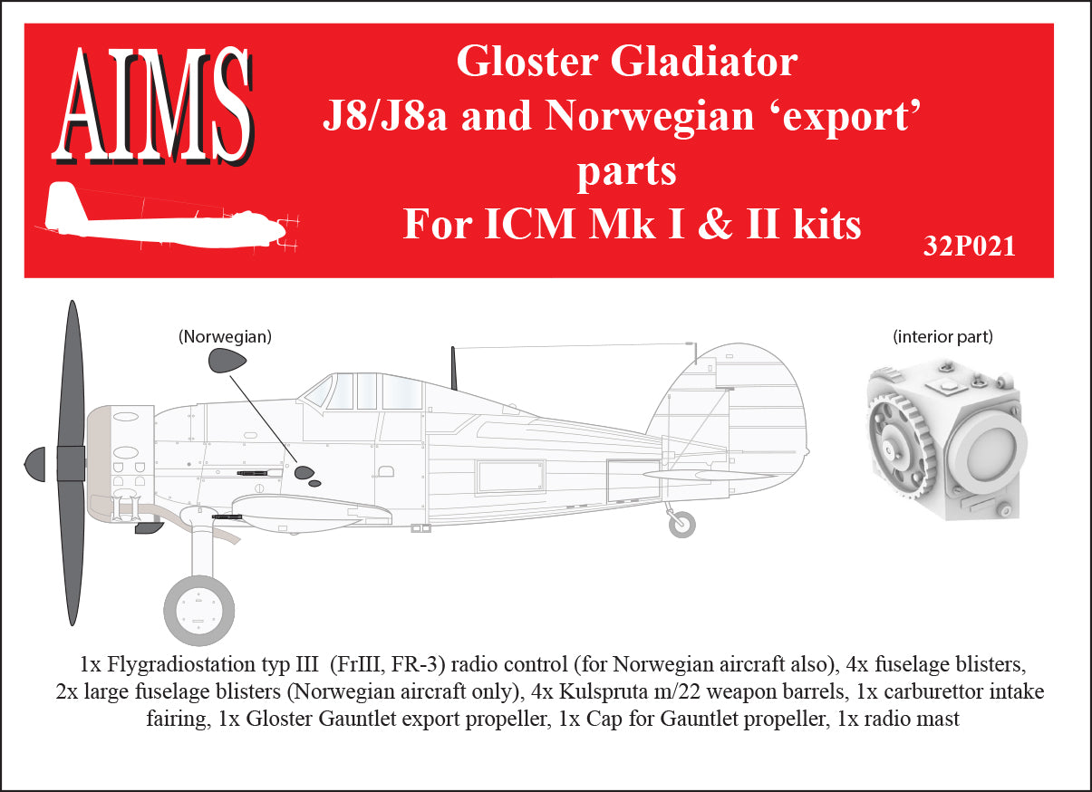 Aims AIMS32P021 1:32 Swedish J8 conversion for the ICM Gloster Gladiator Mk.II
