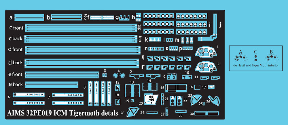 Aims AIMS32PE19 1:32 de Havilland Tiger Moth rigging and detail set