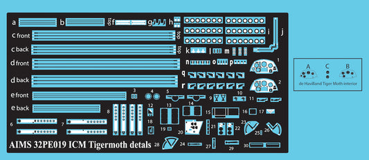 Aims AIMS32PE19 1:32 de Havilland Tiger Moth rigging and detail set