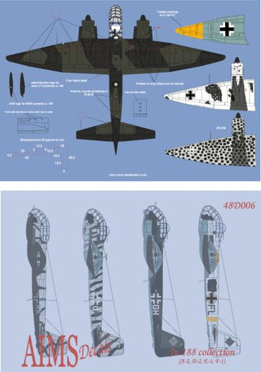 Aims AIMS48D006 Junkers Ju-188E-1/F-1 Decal Collection 1:48