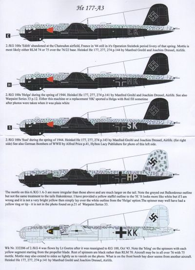 Aims AIMS48D009 Heinkel He-177A-3 France 1944 Decals 1:48