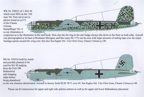 Aims AIMS48D009 Heinkel He-177A-3 France 1944 Decals 1:48