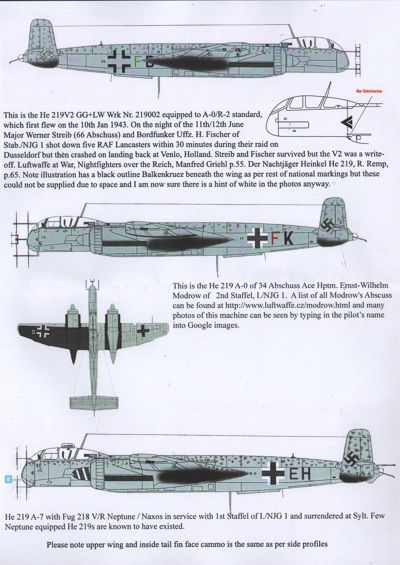 Aims AIMS48D012 1:48 Heinkel He-219A-0 G9+FB flown by Major Werner Strieb