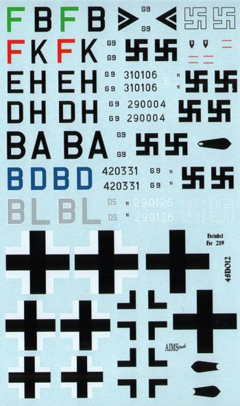 Aims AIMS48D012 1:48 Heinkel He-219A-0 G9+FB flown by Major Werner Strieb