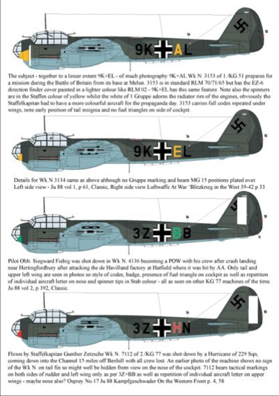 Aims AIMS48D015 1:48 Junkers Ju-88 early versions 9K+AL The subject