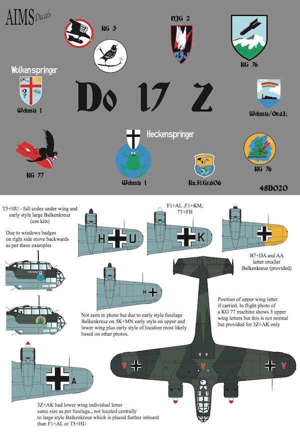 Aims AIMS48D020 1:48 Dornier Do-17Z-2/Do-17Z-6