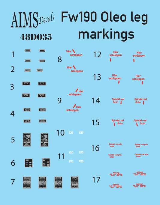 Aims AIMS48D035 1:48 Focke-Wulf Fw-190 Olea leg markings