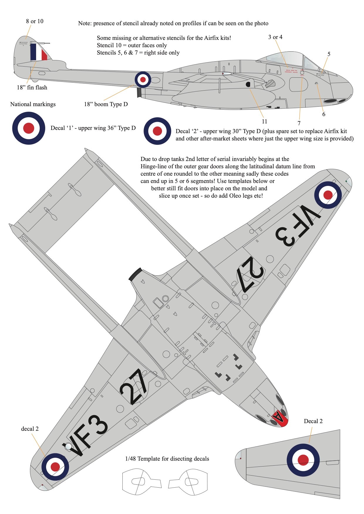 Aims AIMS48D038 1:48 de Havilland Vampire F.3 FB.5 & FB.9 Collection' 1