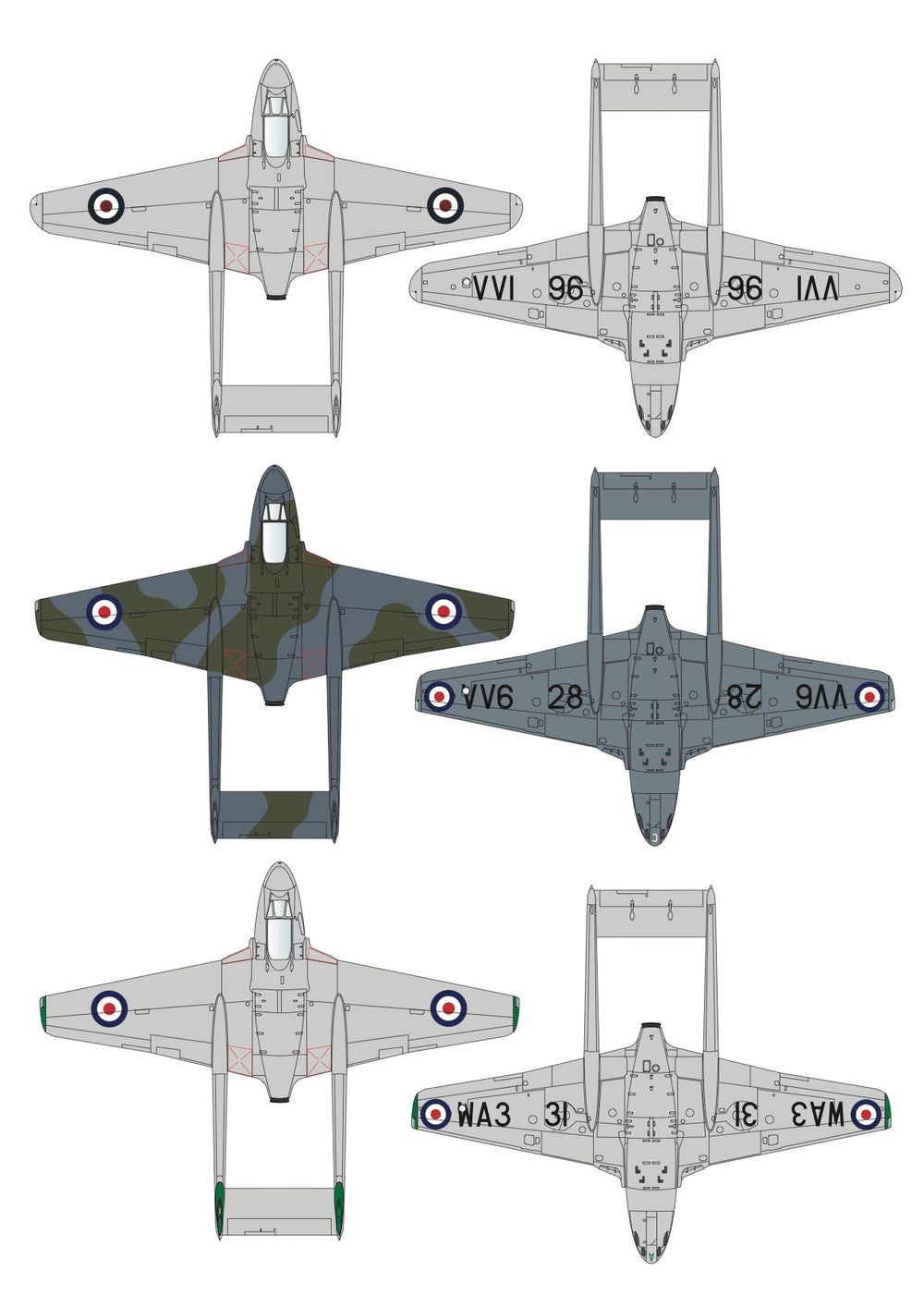 Aims AIMS48D038 1:48 de Havilland Vampire F.3 FB.5 & FB.9 Collection' 1