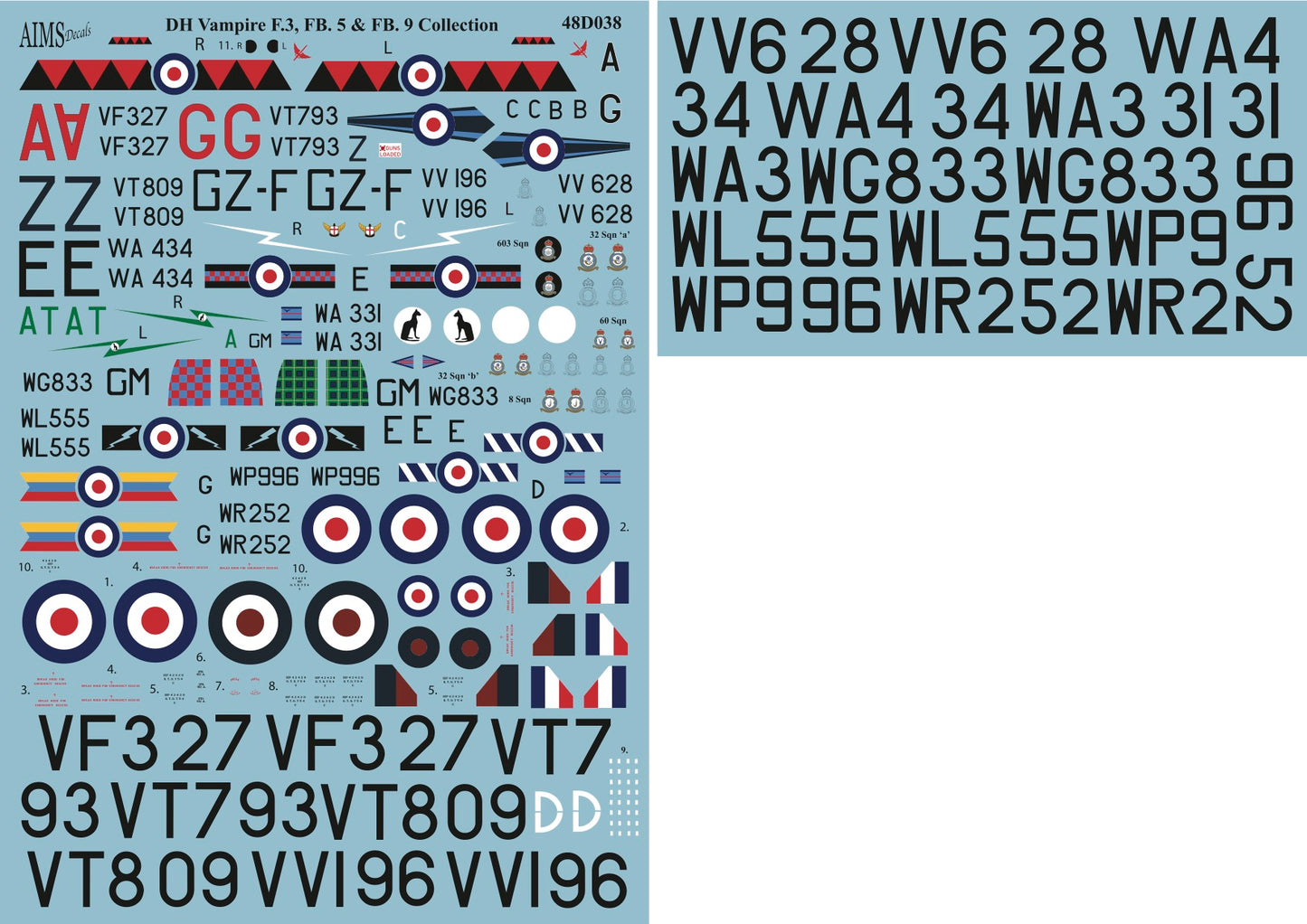 Aims AIMS48D038 1:48 de Havilland Vampire F.3 FB.5 & FB.9 Collection' 1