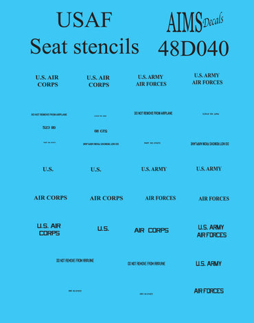 Aims AIMS48D040 1:48 USAF seat stencils