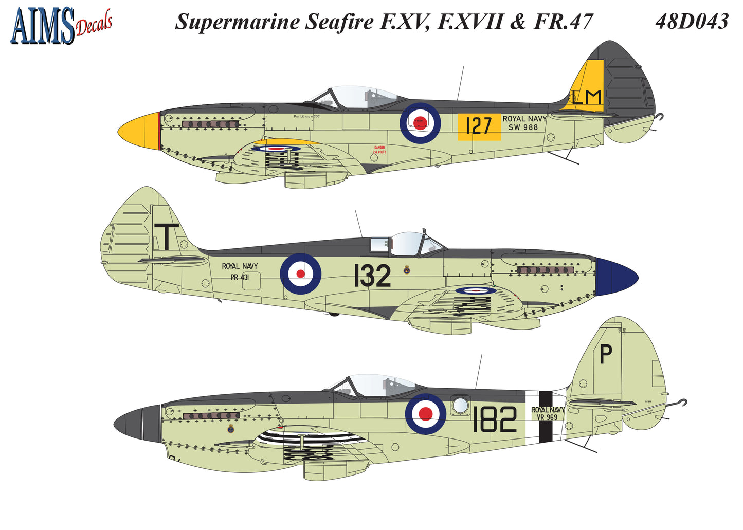 Aims AIMS48D043 1:48 F.XV, F.XVII & FR.47 Supermarine Seafires'