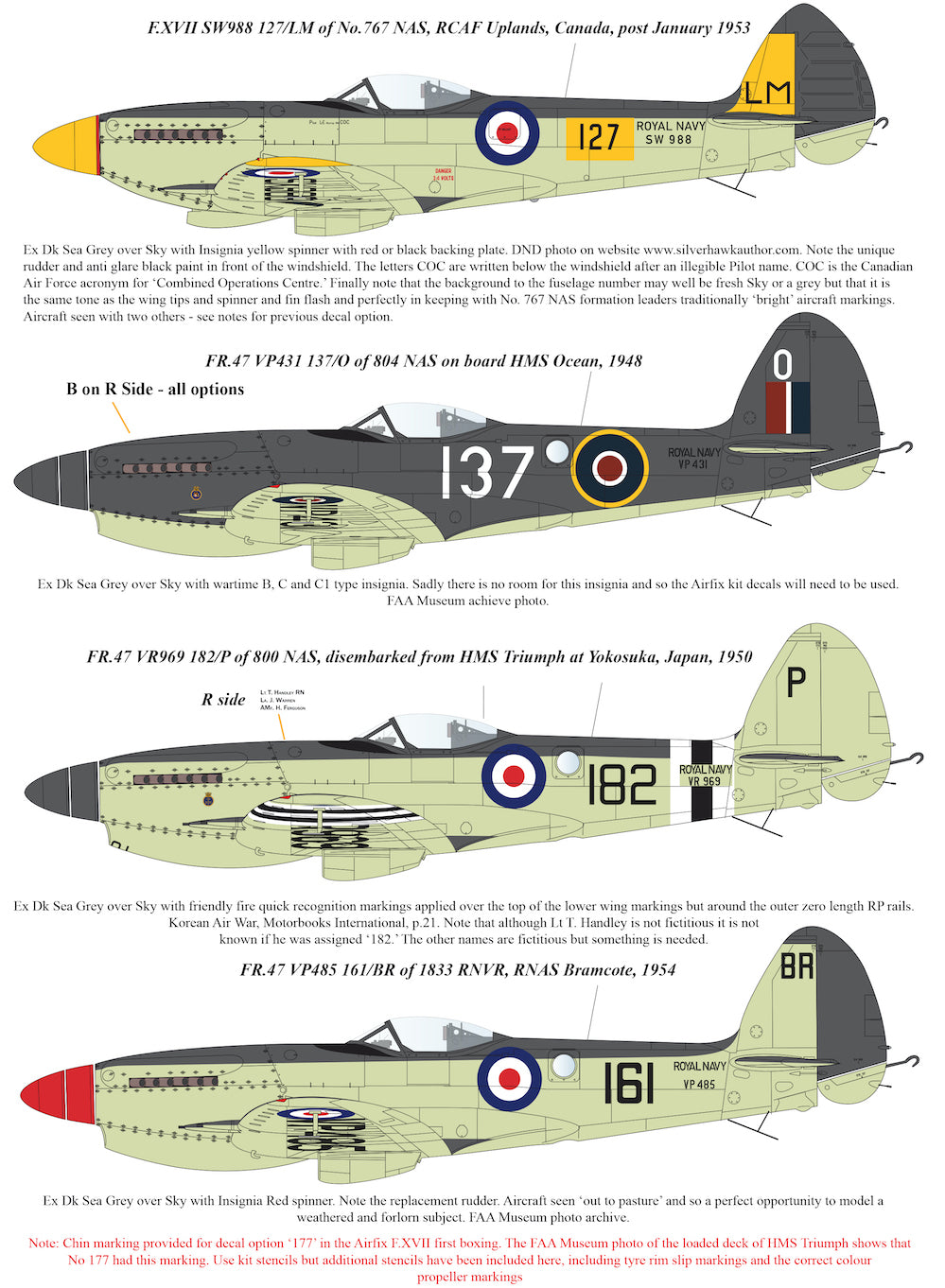 Aims AIMS48D043 1:48 F.XV, F.XVII & FR.47 Supermarine Seafires'