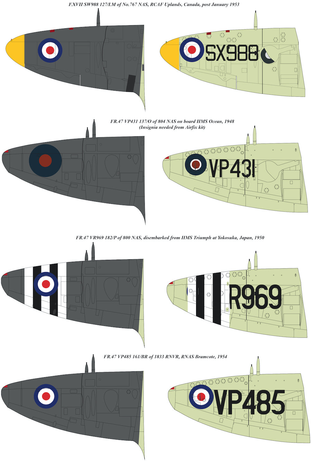 Aims AIMS48D043 1:48 F.XV, F.XVII & FR.47 Supermarine Seafires'