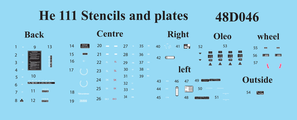 Aims AIMS48D046 1:48 Heinkel He-111H-6 Stencils and Plates
