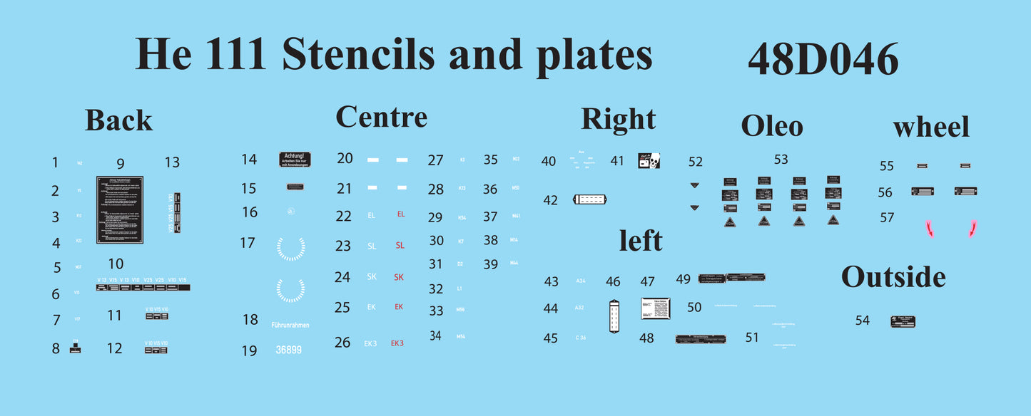 Aims AIMS48D046 1:48 Heinkel He-111H-6 Stencils and Plates