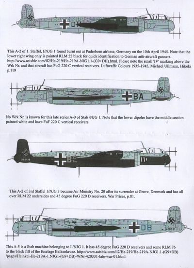 Aims AIMS72D023 1:72 Heinkel He-219/He-219A-0 Werner Strieb Decals