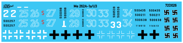 Aims AIMS72D026 1:72 Messerschmitt Me-262A-1a/U3