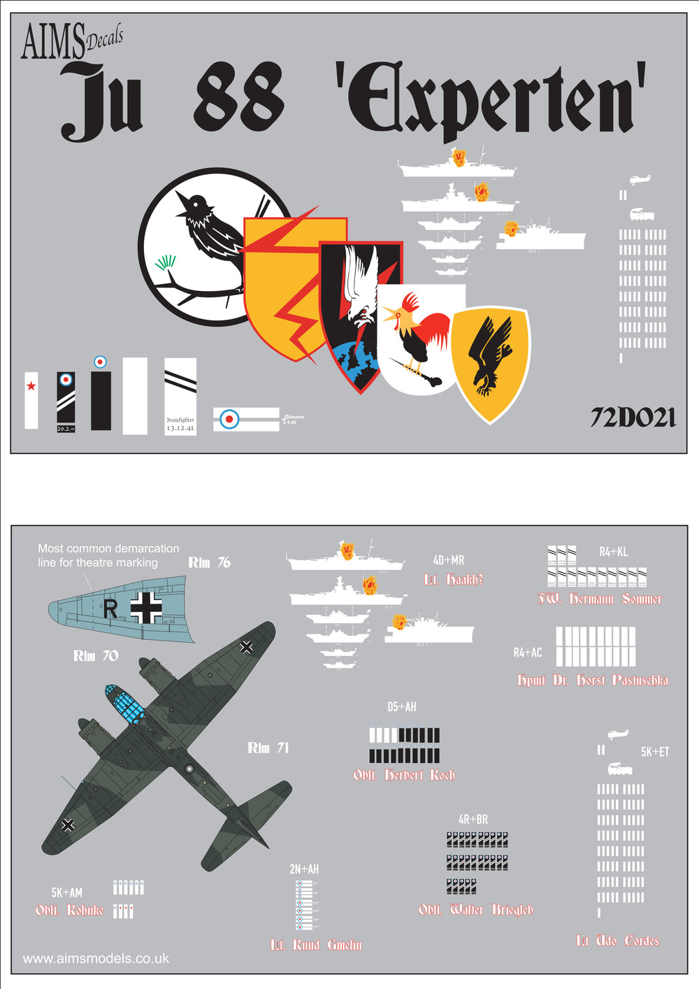 Aims AIMS72D021 1:72 Junkers Ju-88 Experten