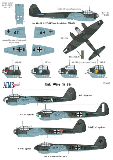Aims AIMS72D032 1:72 Junkers Ju-88A-1 Ju 88A-0 4D+AH 1./KG 30, Jever, late 1939