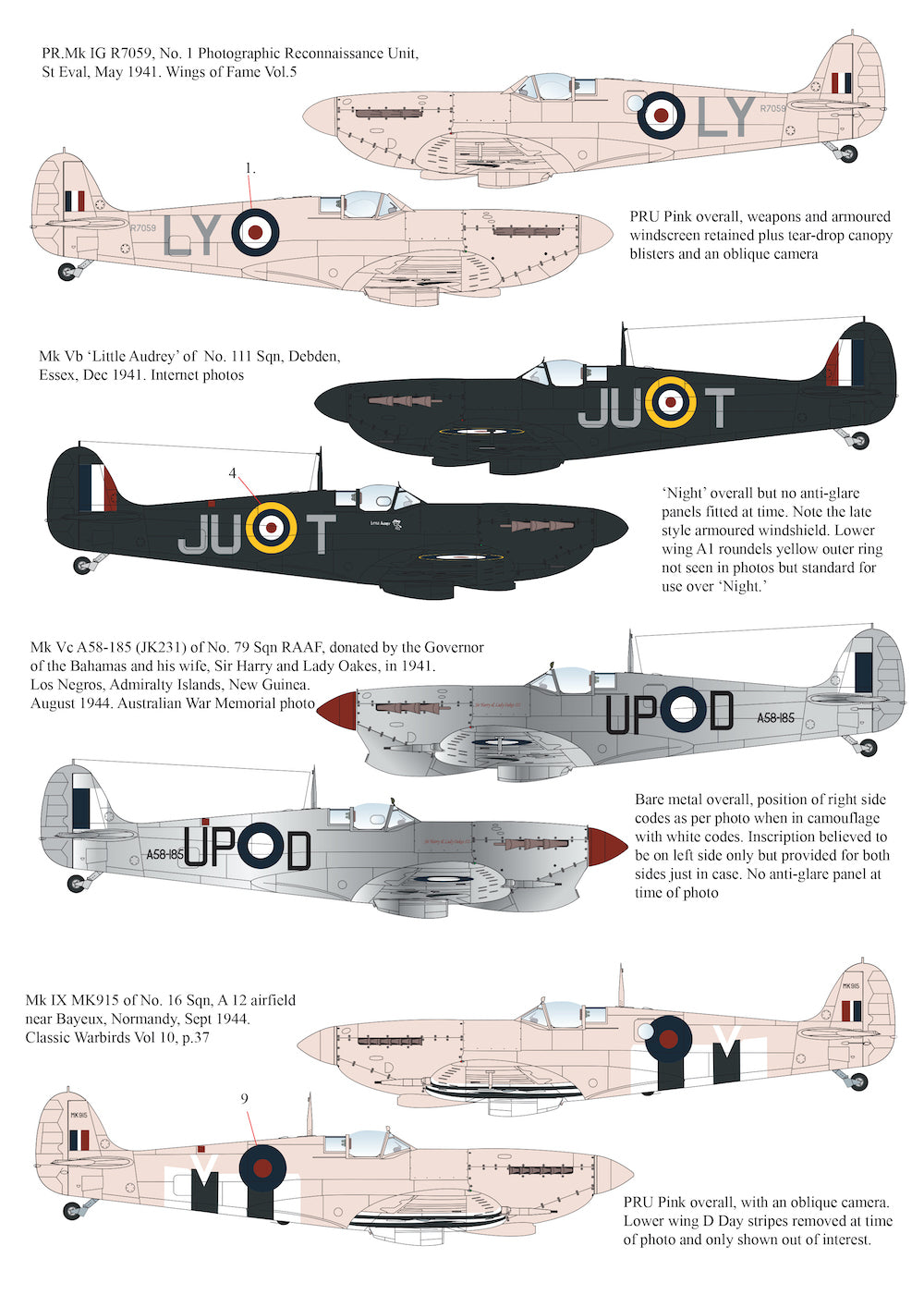 Aims AIMS72D033 1:72 Monotone Supermarine Spitfires IV/IX/IG/V