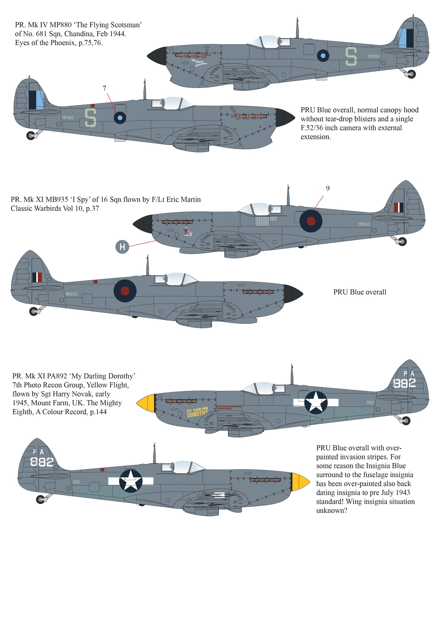 Aims AIMS72D033 1:72 Monotone Supermarine Spitfires IV/IX/IG/V