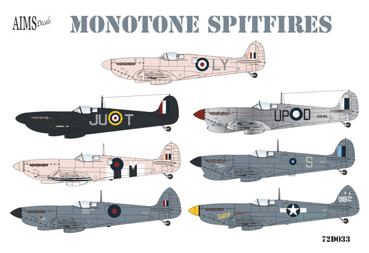 Aims AIMS72D033 1:72 Monotone Supermarine Spitfires IV/IX/IG/V