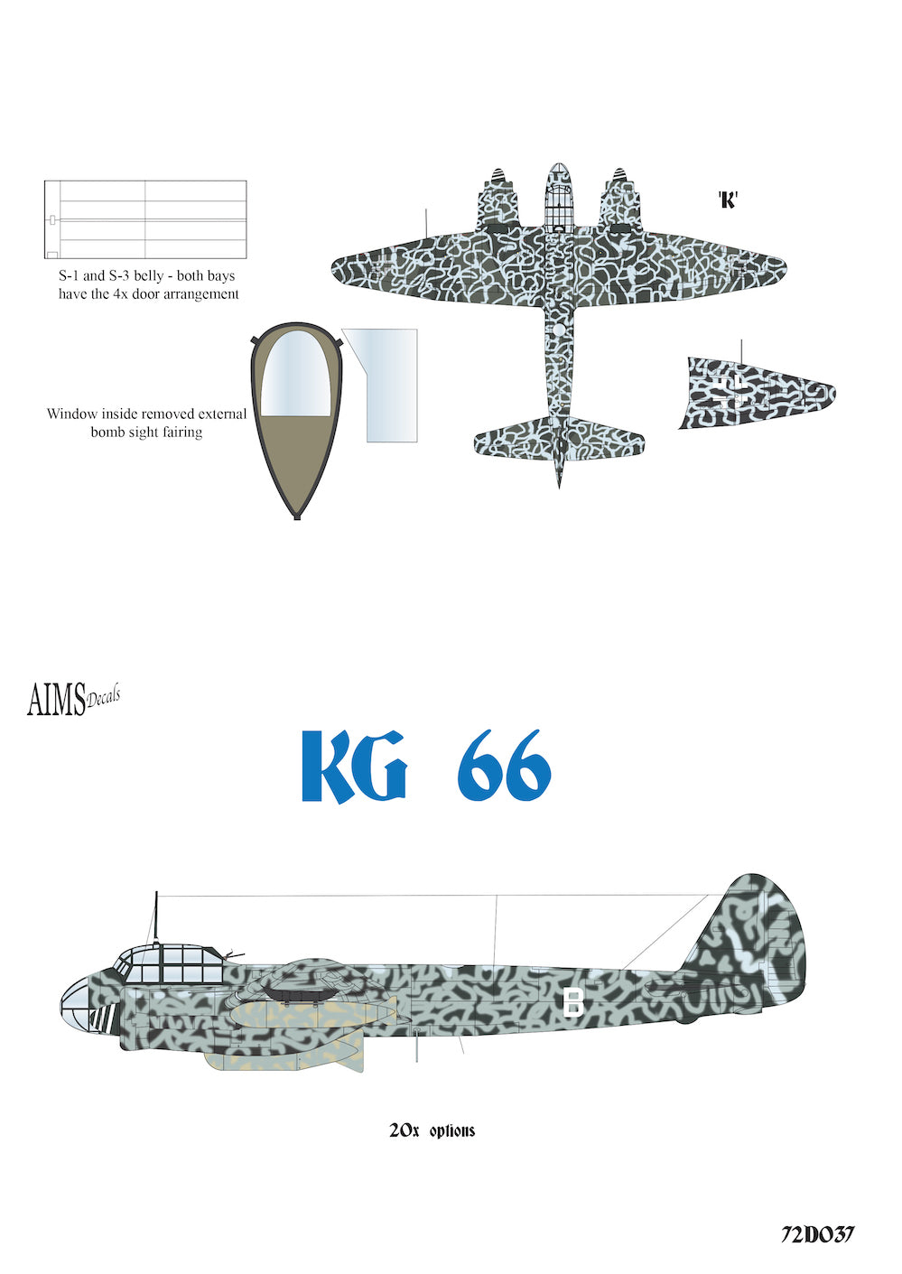 Aims AIMS72D037 KG 66 Ju-88S/Ju-188E Decal Booklet 1:72