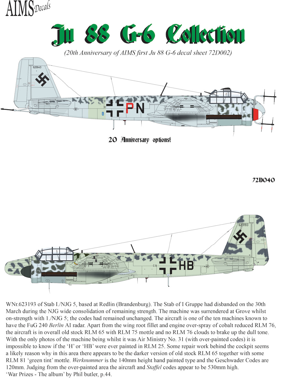 Aims AIMS72D040 1:72 Junkers Ju-88G-6 collection