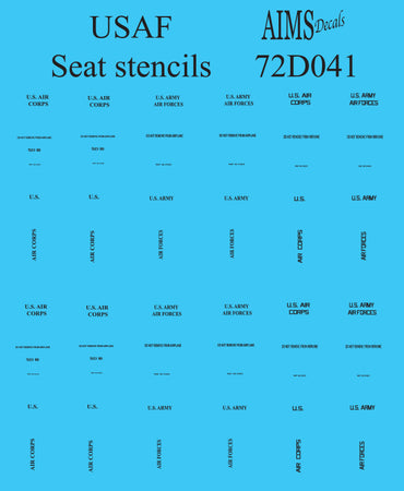 Aims AIMS72D041 1:72 USAF seat stencils