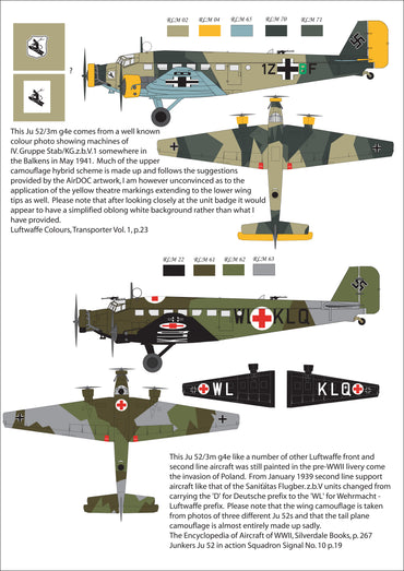 Aims AIMS72D042 Junkers Ju-52/3m Poland/Balkans Decals 1:72