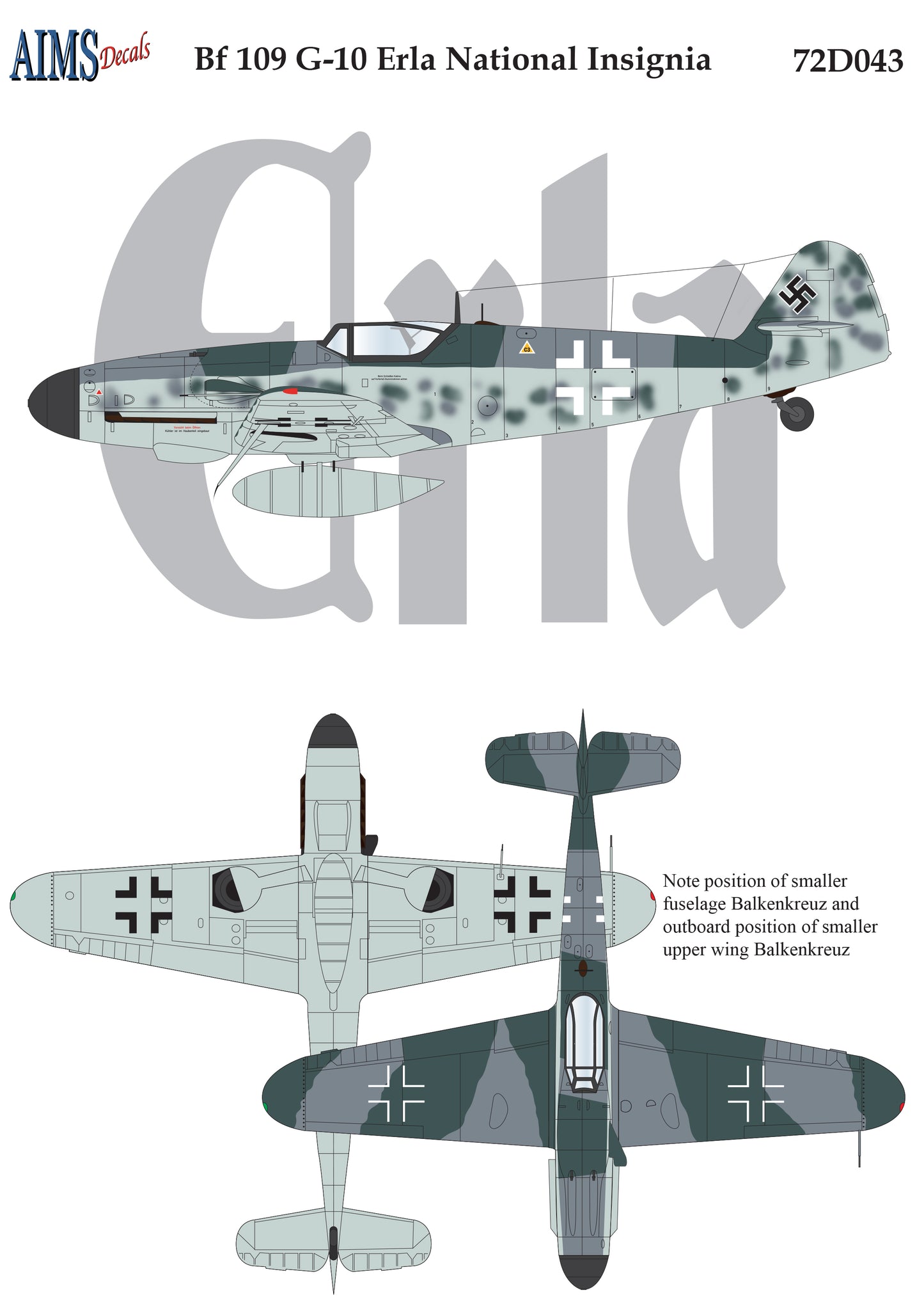 Aims AIMS72D043 1:72 Messerschmitt Bf-109G-10 'Erla'
