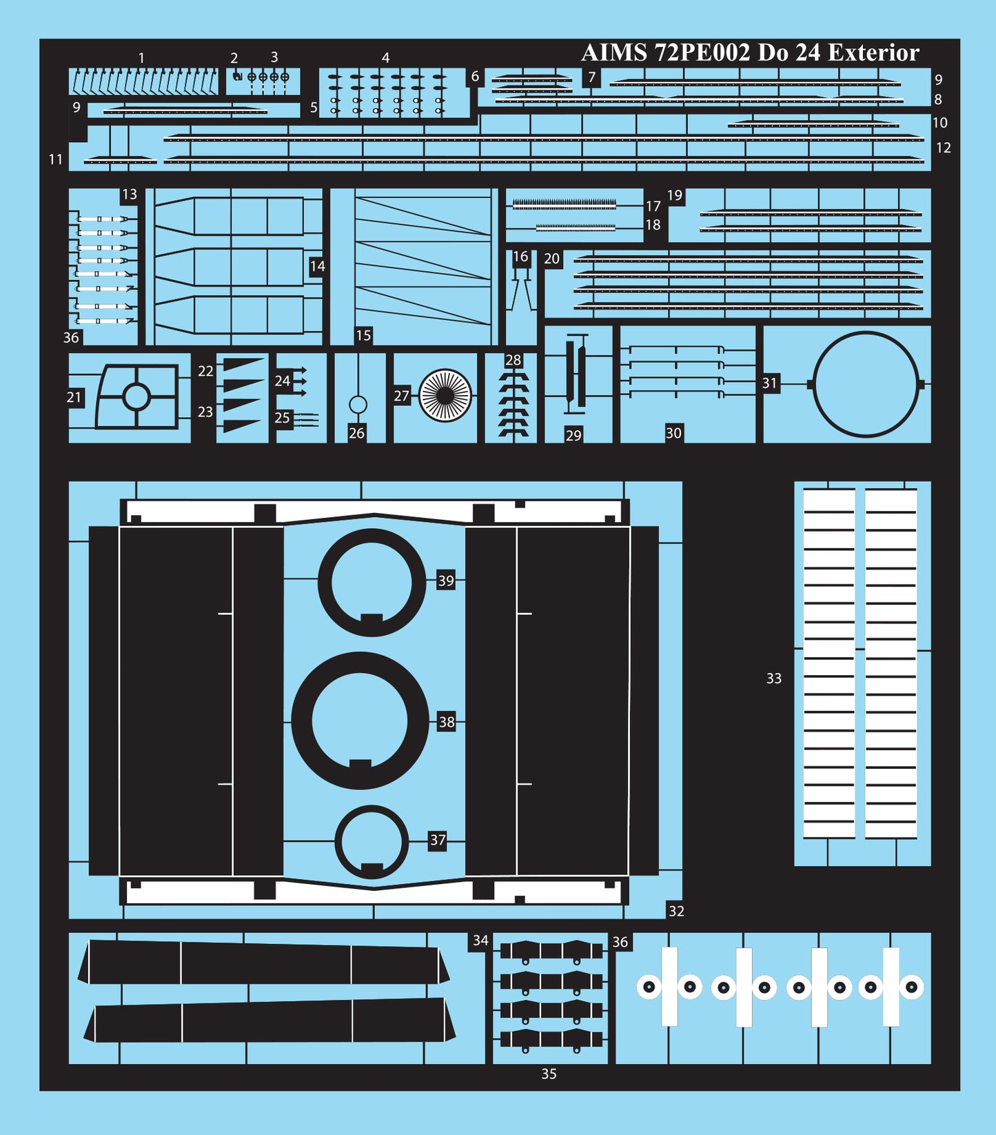 Aims AIMS72PE02 1:72 Dornier Do-24 Interior/Exterior Detail Etch