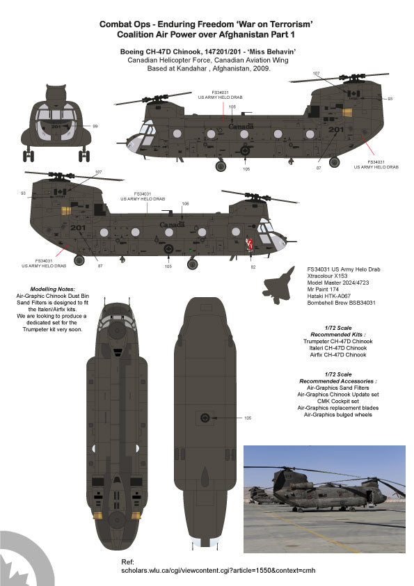 Air-Graphic AIR72-002 1:72 Op Enduring Freedom Part 1 Boeing CH-47D Chinook