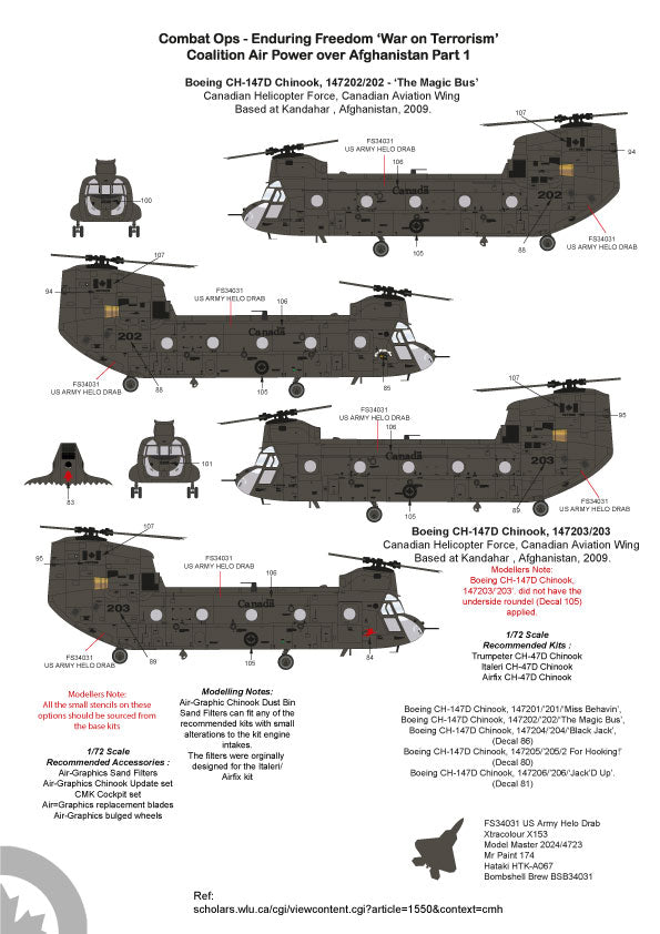 Air-Graphic AIR72-002 1:72 Op Enduring Freedom Part 1 Boeing CH-47D Chinook