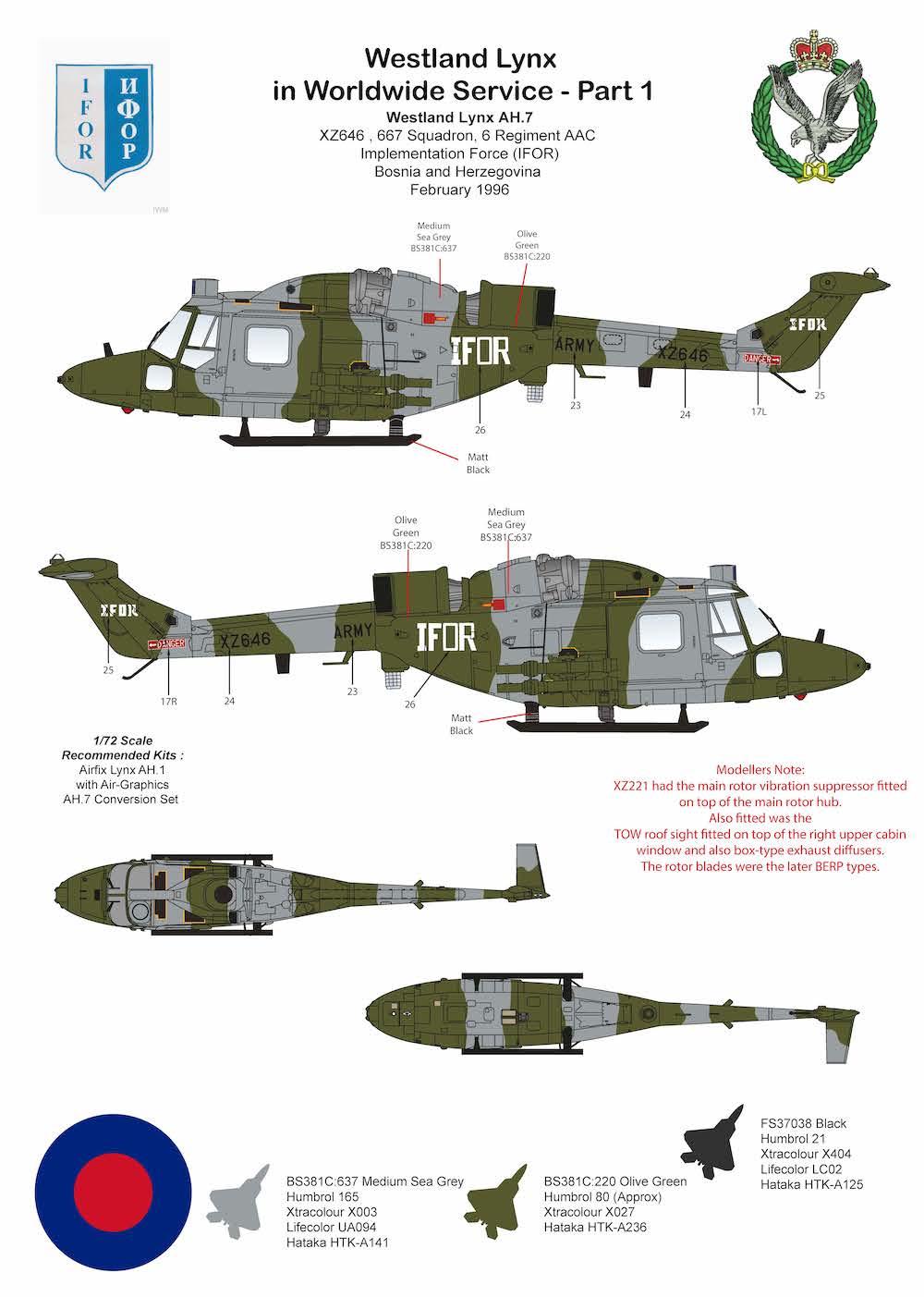 Air-Graphic AIR72-004 1:72 Westland Lynx Worldwide Part 1 Lynx AH.7 Op Granby