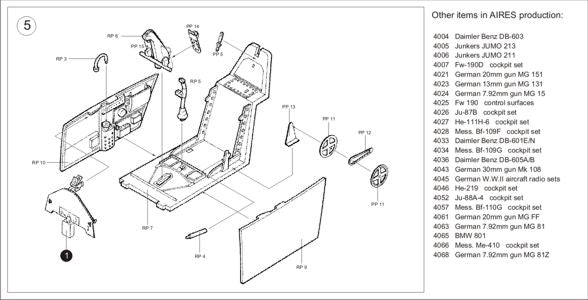 Aires AIRE4067 1:48 Messerschmitt Bf-109E cockpit