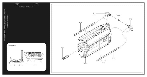 Aires AIRE7046 1:72 Allison V-1710 engine