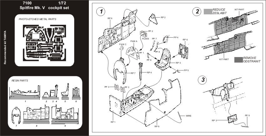 Aires AIRE7100 1:72 Supermarine Spitfire Mk.V cockpit set