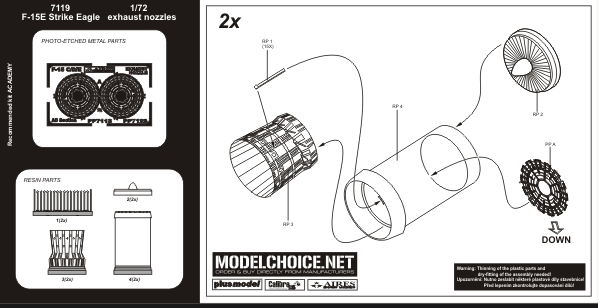Aires AIRE7119 1:72 McDonnell F-15E Strike Eagle Strike Eagle exhaust nozzles
