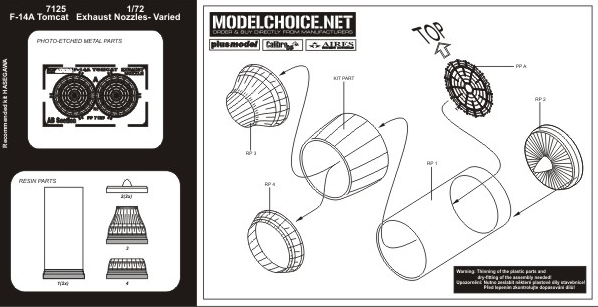 Aires AIRE7125 1:72 Grumman F-14A Tomcat exhaust nozzles-varied