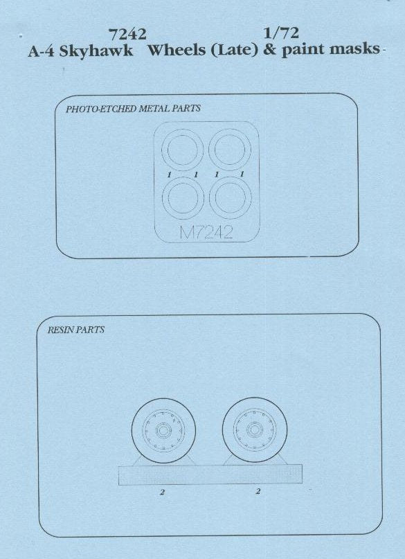Aires 7242 Douglas A-4B/E/F/M/P Skyhawk Wheels & Paint Masks 1:72