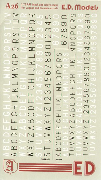 Almark AKA26 1:72 RAF Code Letters Tornado/Jaguar/Lightning