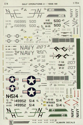 Almark AKC14 1:72 Grumman A-6E/KA-6D VA-95 Iranian Kill Markings