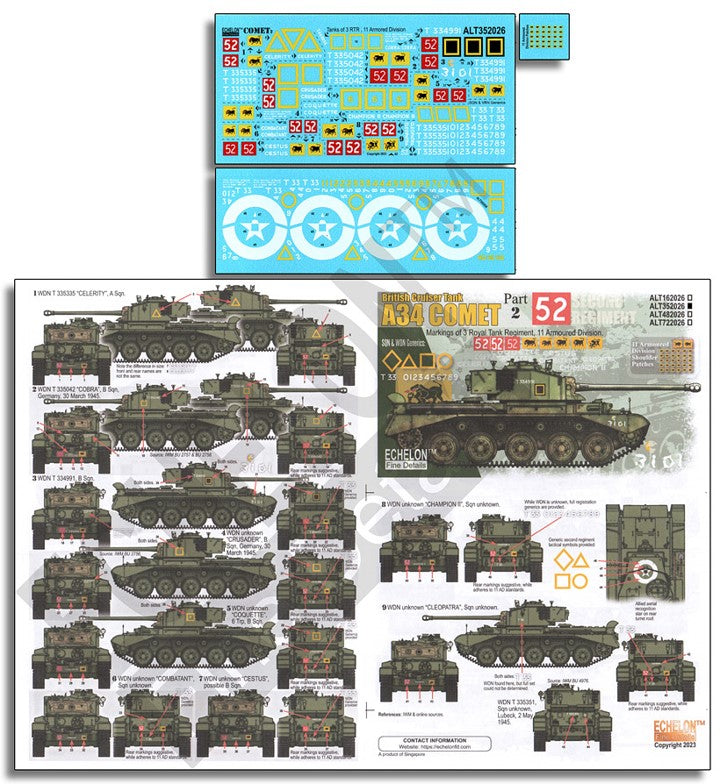 Echelon ALT352026 1:35 A34 Comets 3 RTR 11 Armoured Div Markings