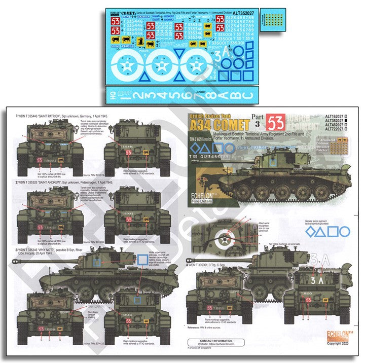 Echelon ALT352027 1:35 A34 Comets 2 Fife & Forfar Yeomanry 11 Armoured Div
