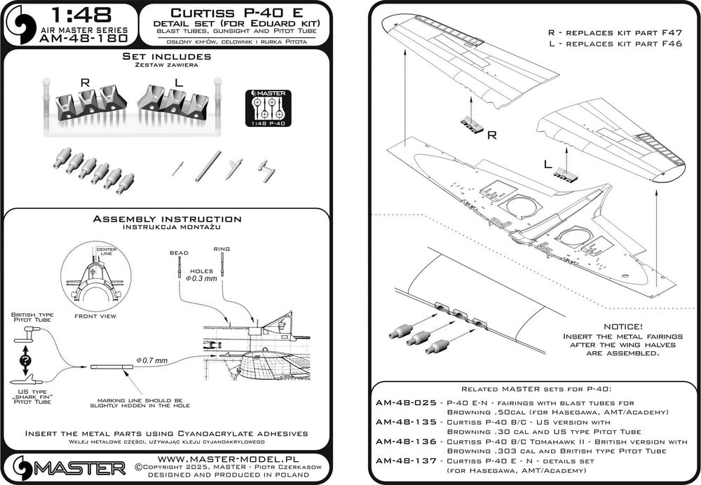 Master AM-48-180 1:48 Curtiss P-40E/P-40N Warhawk