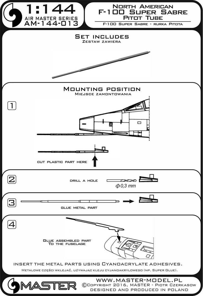 Master AM144-013 1:144 North-American F-100D Super Sabre