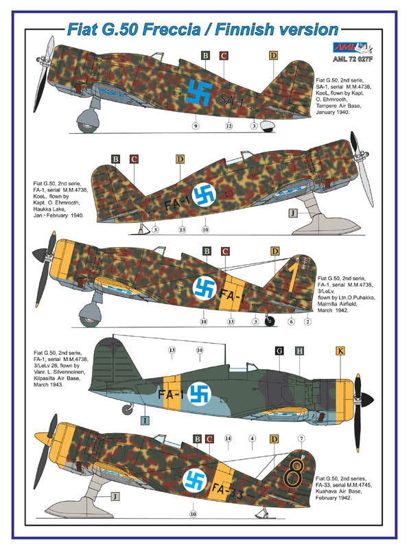 AML AML72027 1:72 Fiat G.50 Finnish version with resin skis and injection canopy