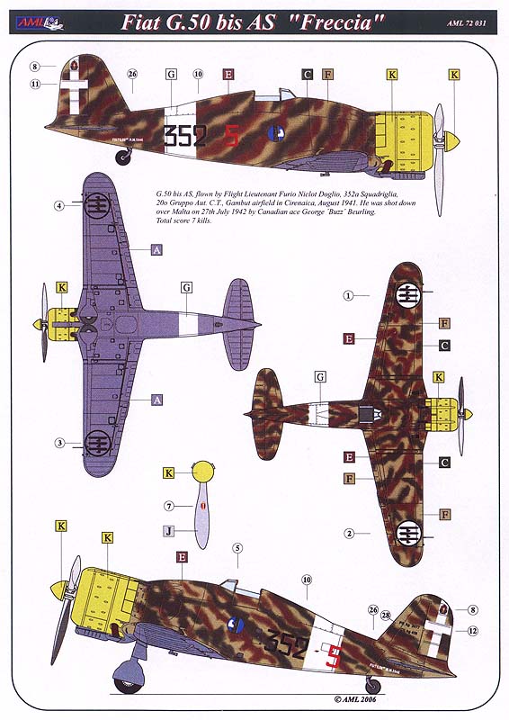 AML AML72031 1:72 Fiat G.50 bis AS 'Freccia' + detail set